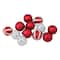 12ct. 1.75" 2-Finish Red & White Glass Ball Ornaments